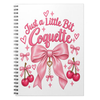 Süßer Rosa Charme-Bogen Kirsche Feminine Ästhetik Notizblock