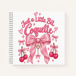 Süßer Rosa Charme-Bogen Kirsche Feminine Ästhetik Notizbuch