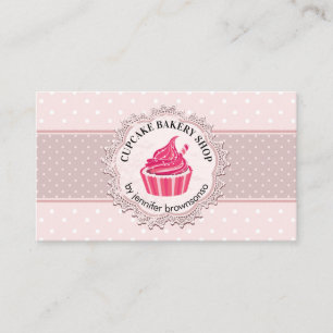 Süßer rosa Cupcake mit Punkten Visitenkarte