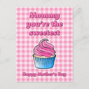 Süßer rosa Cupcake Muttertagspostkarte Feiertagspostkarte