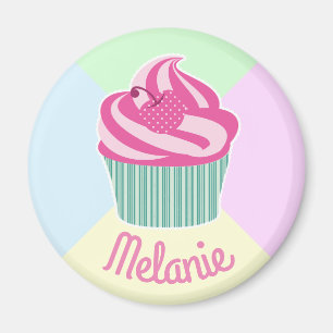 Süßer rosa Cupcake Pastellfarben Personalisiert Magnet