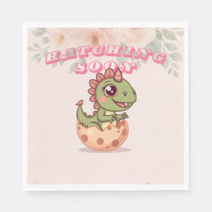 Süßer rosa Dino schlüpft bald Serviette