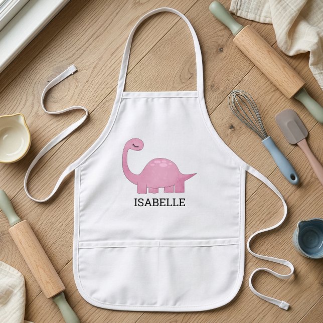 Süßer Rosa Dinosaurier Personalisiert Kinderschürze (Von Creator hochgeladen)