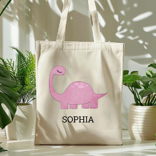 Süßer rosa Dinosaurier personalisierter Kinderarti Tragetasche