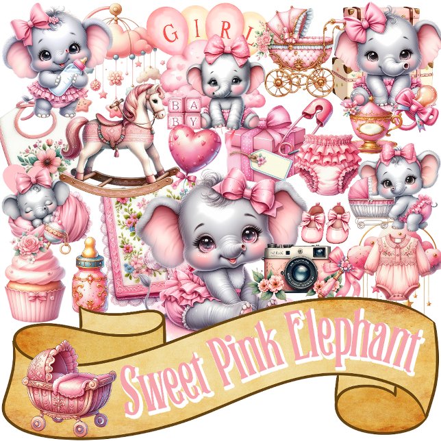Süßer Rosa Elefant - Erdnuss Lächelt Aufkleber (Von Creator hochgeladen)
