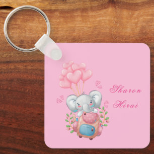 Süßer Rosa Elefant Schlüsselanhänger