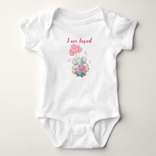 Süßer Rosa Elefanten-Baby-Body Ich werde geliebt Baby Strampler