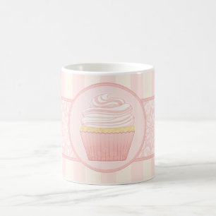 Süßer rosa eleganter kleiner Kuchen Kaffeetasse