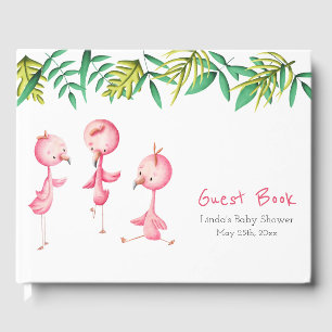 Süßer Rosa Flamingo Mädchen Baby Shower Gästebuch