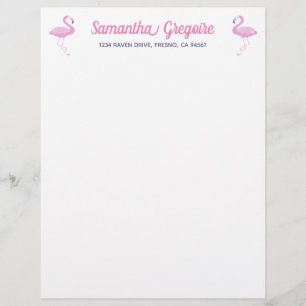 Süßer rosa Flamingo mit Lila Briefbogen