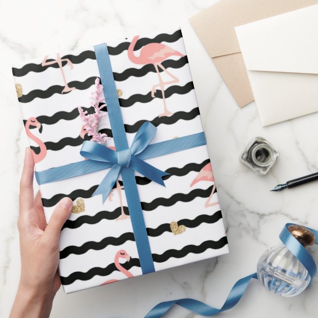 Süßer Rosa Flamingo Nahtloses Muster Geschenkpapier (Schenken)