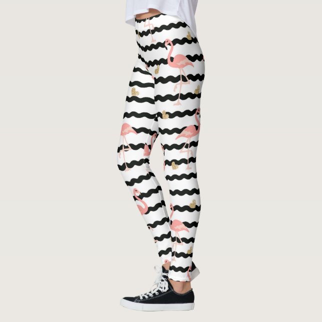 Süßer Rosa Flamingo Nahtloses Muster Leggings (Links)
