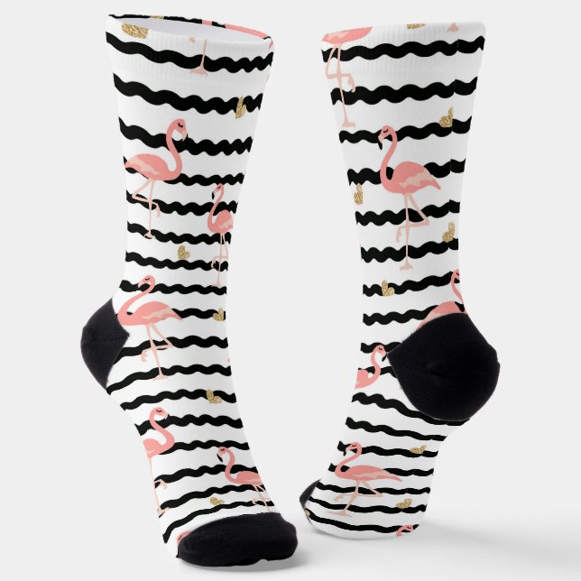 Süßer Rosa Flamingo Nahtloses Muster Socken (Gewinkelt)