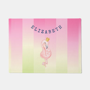 Süßer rosa Flamingo Ombre gestreift Fußmatte
