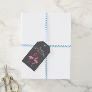 Süßer Rosa Flamingo wie Herz Pastell Personalisi Geschenkanhänger