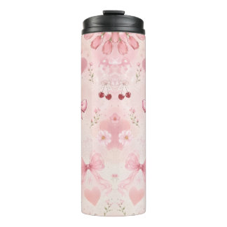 Süßer Rosa Floralbogen-Thermobecher Thermosbecher