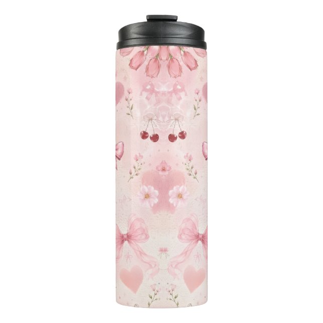 Süßer Rosa Floralbogen-Thermobecher Thermosbecher (Vorderseite)