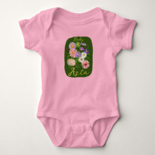 Süßer rosa floraler Baby-Body Einteiler Astern