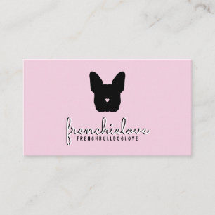 Süßer rosa französischer Bulldogge Logo einfacher Visitenkarte