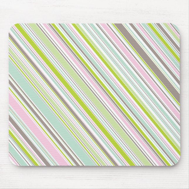 Süßer rosa Garten Stripes Spaß-Muster Mousepad (Vorne)