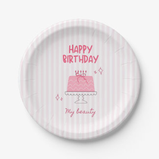 Süßer rosa Geburtstagskuchen "Alles Gute zum Gebur Pappteller