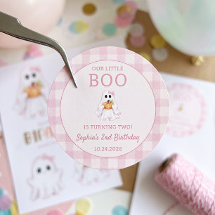 Süßer rosa Geist Halloween Geburtstag Runder Aufkleber