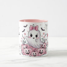 Süßer Rosa-Geist-Halloween-Pastell-Kürbis-Zweifarb