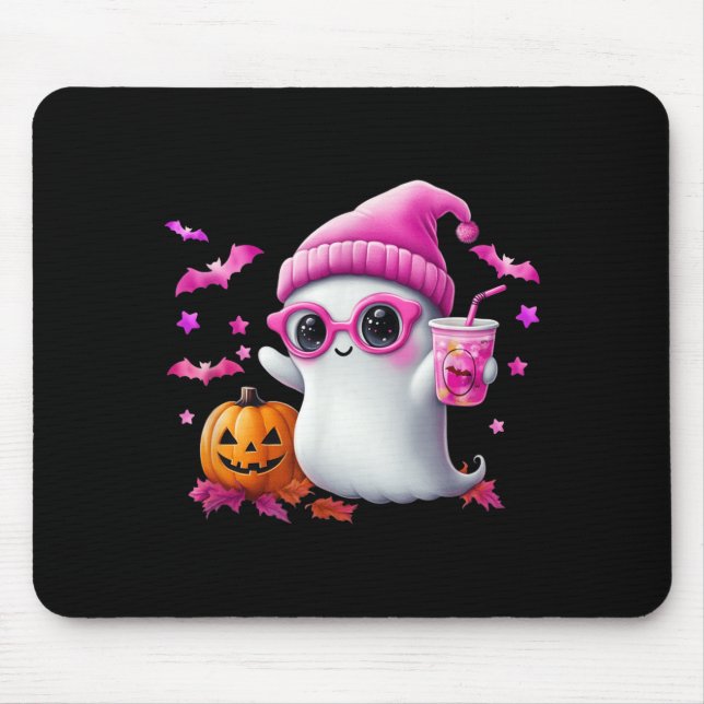 Süßer rosa Halloween-Geist - Lustiger Retro-Geist  Mousepad (Vorne)