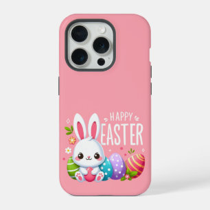 Süßer, rosa Happy Easter Hase iPhone 15 Pro Hülle