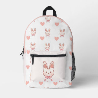 Süßer rosa Hase & Herz Muster Rucksack