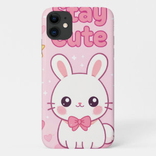 Süßer rosa Hase Stay Cute Anime-Ästhetik iPhone Case-Mate iPhone Hülle