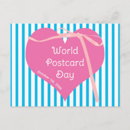 Süßer Rosa-Herz-Welt-Postkartentag 2026 Postkarte