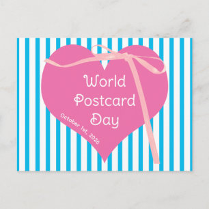 Süßer Rosa-Herz-Welt-Postkartentag 2026 Postkarte