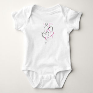 Süßer Rosa-Herzen Ich liebe dich Baby-Mädchen Body Baby Strampler