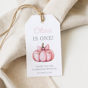 Süßer rosa Kürbis Baby Mädchen 1. Geburtstag  Geschenkanhänger