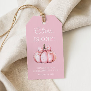 Süßer rosa Kürbis Baby Mädchen erster Geburtstag  Geschenkanhänger