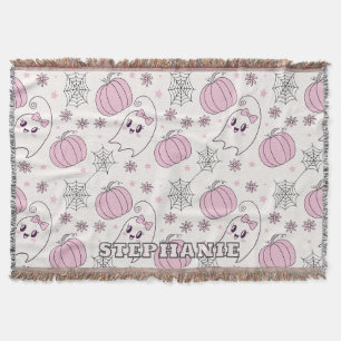 Süßer Rosa-Kürbis-Halloween-Muster Decke