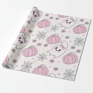 Süßer rosa Kürbis Halloween-Muster Geschenkpapier