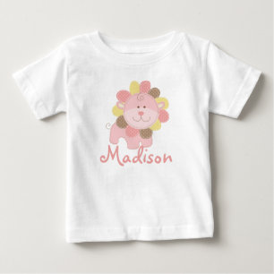 Süßer Rosa Löwe Safari Dschungel Personalisierter  Baby T-shirt