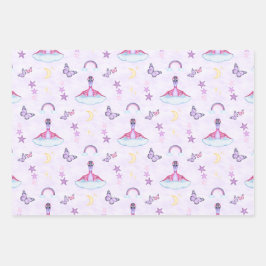 Süßer Rosa Mädchen Geburtstag Dinosaurier Geschenkpapier Set