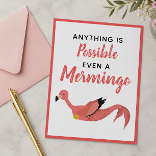 Süßer Rosa Meerjungfrau Flamingo Inspirierendes Zi Postkarte