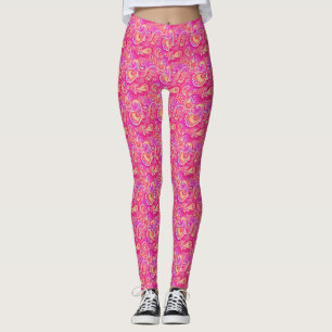 Süßer rosa nahtloser Paisley-Look Leggings