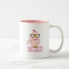 Süßer Rosa Nerd-Vogel mit Brille Zweifarbige Tasse