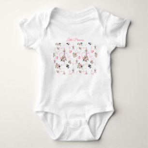 Süßer rosa Pariser Blumen-Babymoverall Baby Strampler