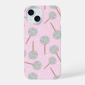 Süßer Rosa-Pastell-Lutscher Nahtloses Muster iPhone 15 Hülle