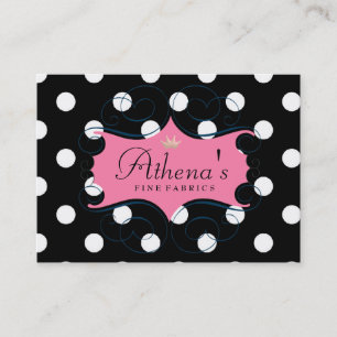 Süßer rosa Rahmen auf Schwarzweiss-Tupfen Visitenkarte