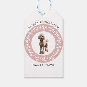 Süßer rosa Santa Paws Foto Weihnachten Geschenkanhänger