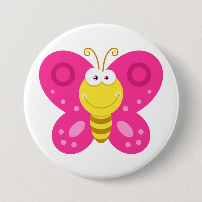 Süßer Rosa Schmetterling Button (Vorderseite)