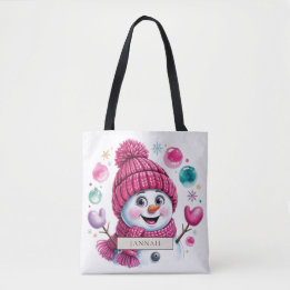 Süßer Rosa Schneemann Wasserfarben Weihnachtsname