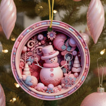 Süßer rosa Schneemann Weihnachten